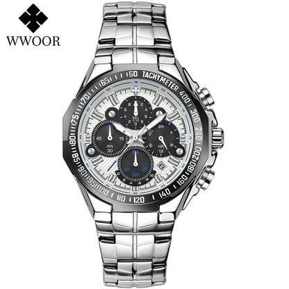 WWOOR Men’s Stainless Steel Quartz Chronograph Watch, Model 8868