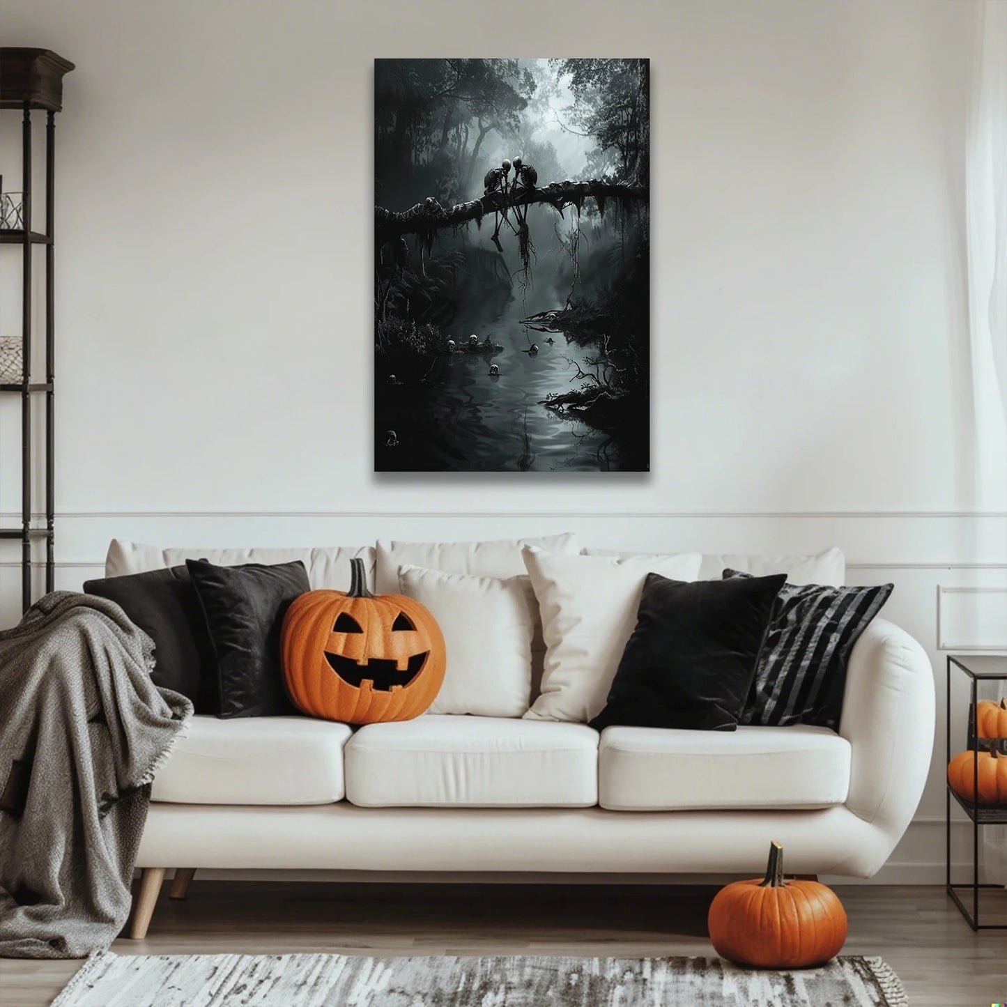 Gothic Lovers Canvas Wall Art - Forest River Scene