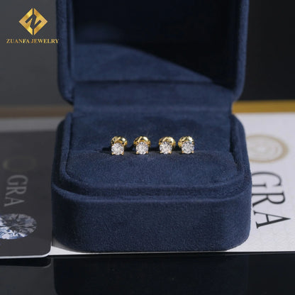 Moissanite Stud Earrings - 925 Sterling Silver, GRA Certified