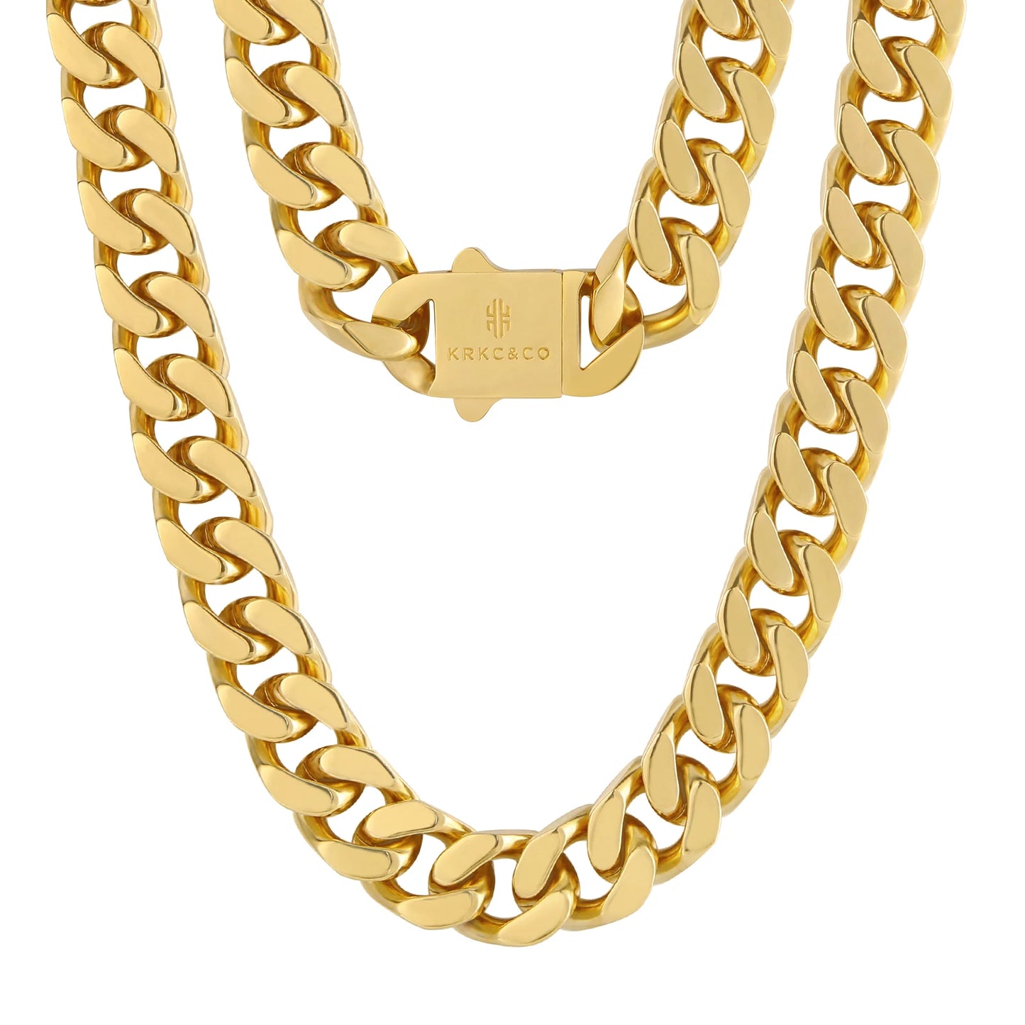 14mm 18K Gold Plated Cuban Chain Necklace for Men