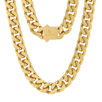 14mm 18K Gold Plated Cuban Chain Necklace for Men