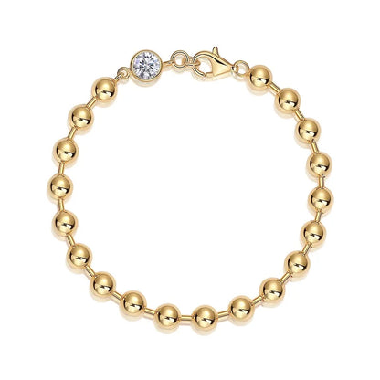 1 Carat Moissanite Gold Bead Bracelet - S925 Silver 18K Plated