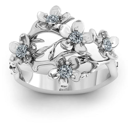 Huitan Flower Cubic Zirconia Statement Ring for Women