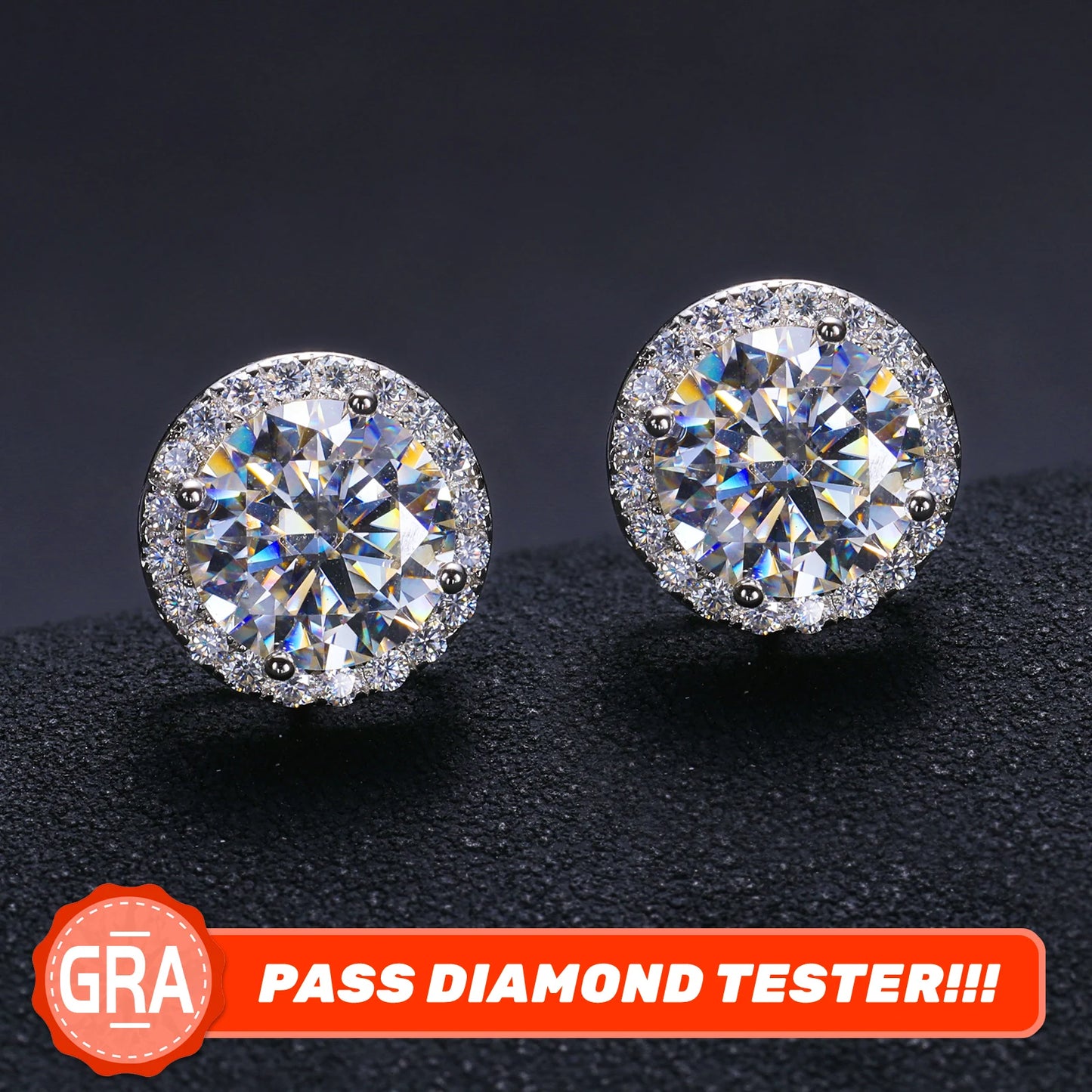 Moissanite Stud Earrings - 925 Sterling Silver Valentine's Day Gift