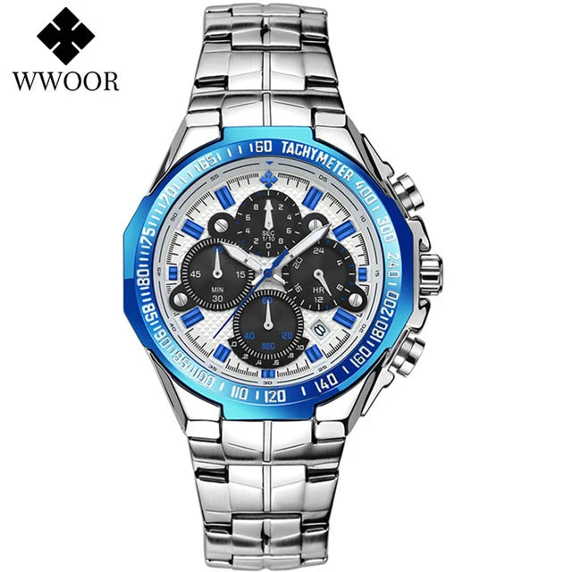 WWOOR Men’s Stainless Steel Quartz Chronograph Watch, Model 8868