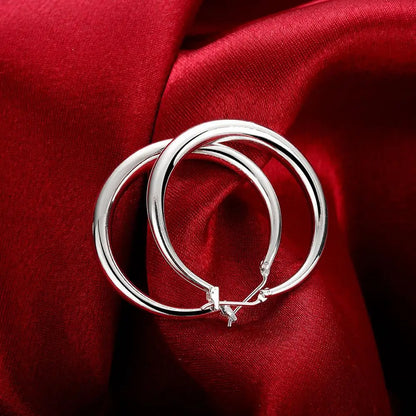 925 Sterling Silver Round Earrings - 18K Gold Plated 3.5cm