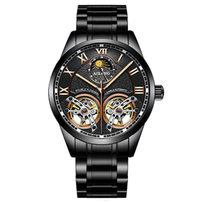AILANG AL-8822 Double Flywheel Automatic Watch - Moon Phase, Transparent Back, Luxury