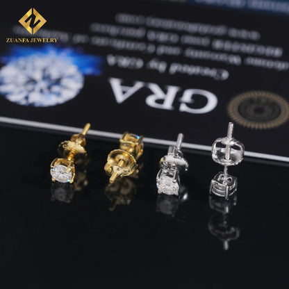 Moissanite Stud Earrings - 925 Sterling Silver, GRA Certified