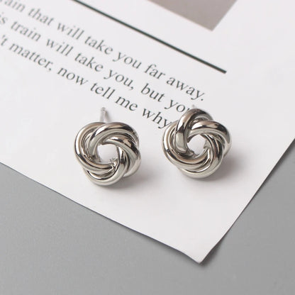 925 Sterling Silver Stud Earrings - Twist Knot Design