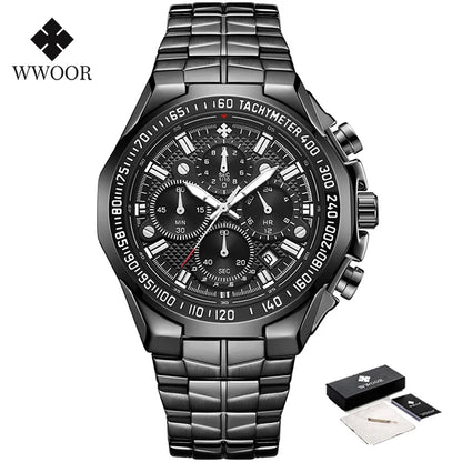 WWOOR Men’s Stainless Steel Quartz Chronograph Watch, Model 8868
