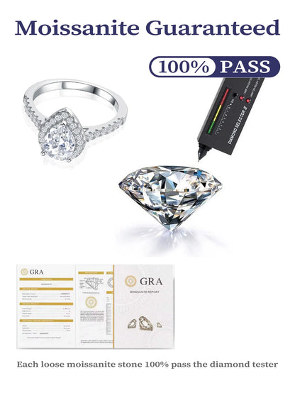 Moissanite Wedding Ring - 925 Sterling Silver, Rhodium Plated