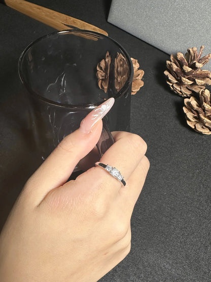 Moissanite Ladies Ring - 925 Sterling Silver, Rhodium Plated