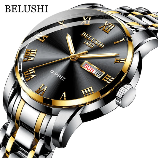 BELUSHI 556 Men's Watch - Stainless Steel, Business Date, Waterproof, Luminous, Sport