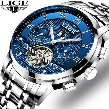 LIGE LG9841 Men’s Automatic Mechanical Watch with Stainless Steel Band