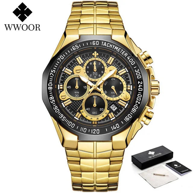 WWOOR Men’s Stainless Steel Quartz Chronograph Watch, Model 8868