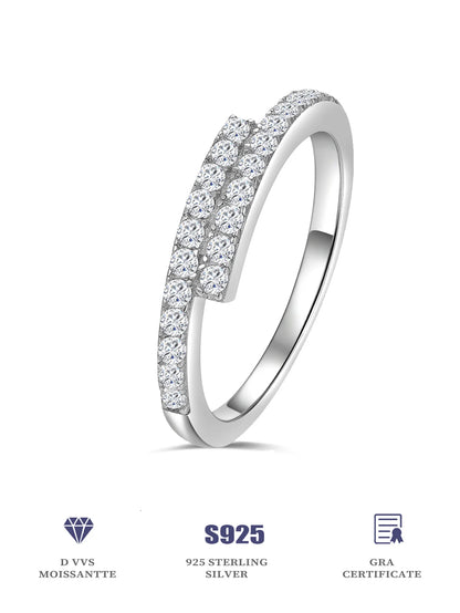 Moissanite Pavé Ring - 925 Sterling Silver, D Color