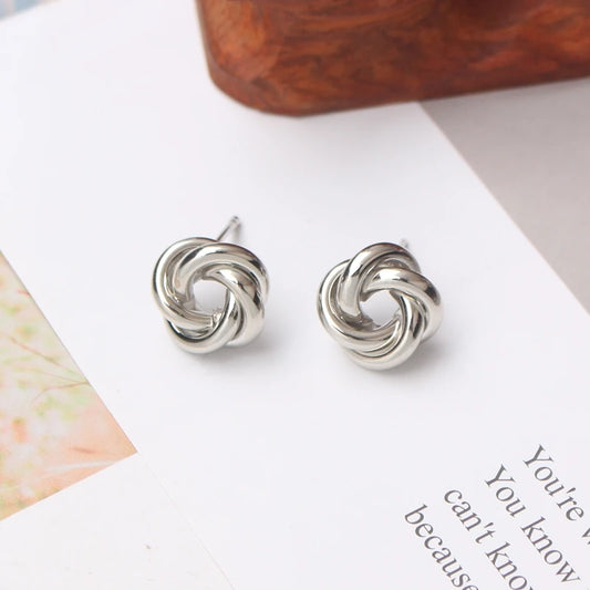 925 Sterling Silver Stud Earrings - Twist Knot Design