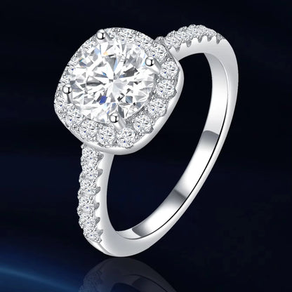 Round Brilliant Moissanite Wedding Ring - 925 Sterling Silver