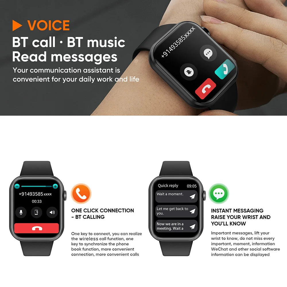 SENBONO Life3 Smartwatch - 1.83" Square, Bluetooth Call