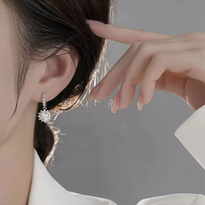 Moissanite Sunflower Hoop Earrings - 925 Sterling Silver