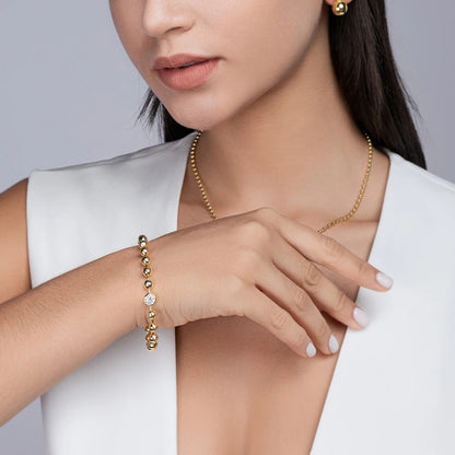 1 Carat Moissanite Gold Bead Bracelet - S925 Silver 18K Plated