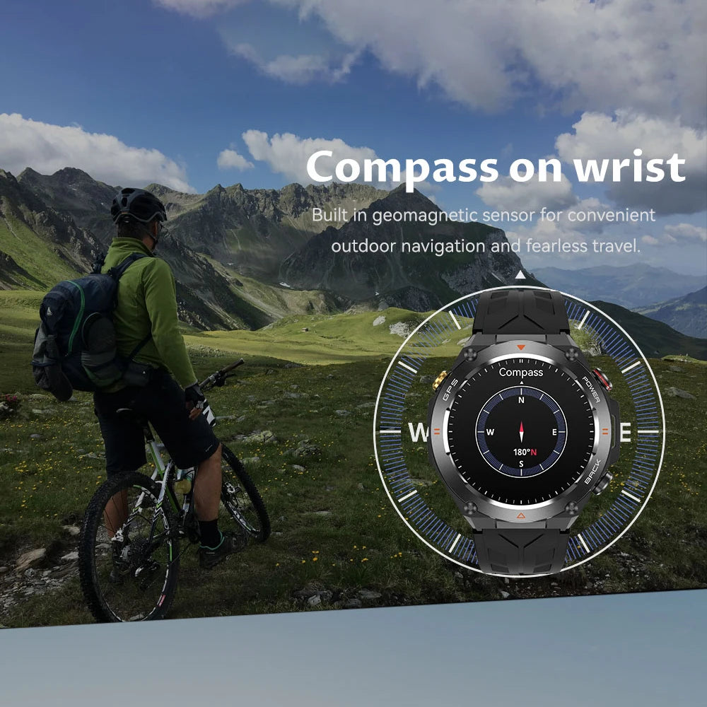 SENBONO KC82 GPS Smart Watch – 1.45" OLED, IP68, 650mAh, Compass & Altimeter