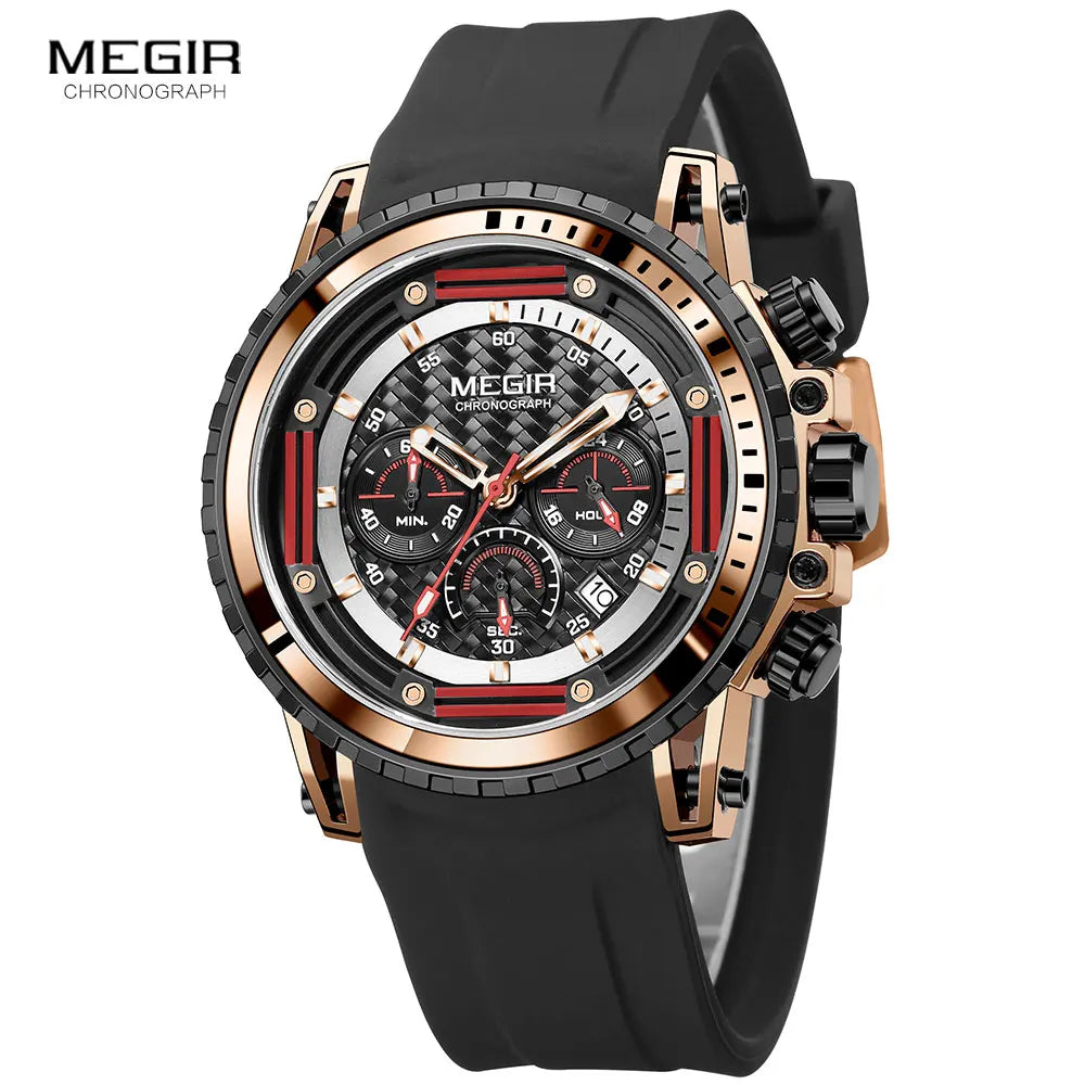 MEGIR MN2143G Men’s Chronograph Quartz Watch with Silicone Strap