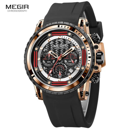 MEGIR MN2143G Men’s Chronograph Quartz Watch with Silicone Strap
