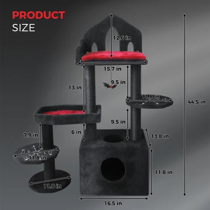 Gothic Cat Tower - Coffin Bed, Scratching Posts, 4 Levels