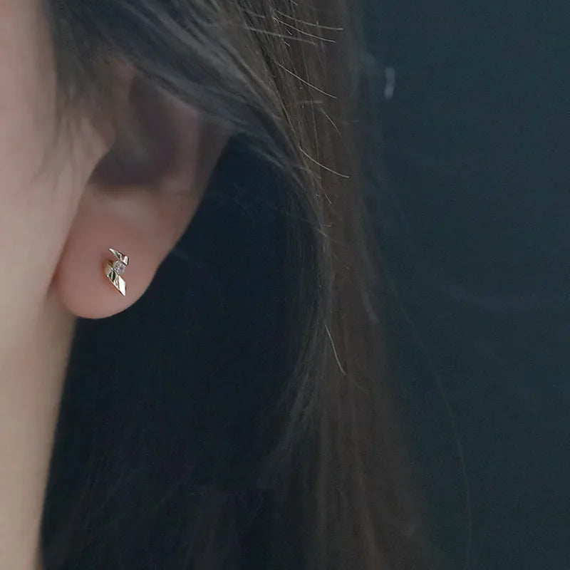 925 Sterling Silver Earrings - 14K Gold Plated with Zircon