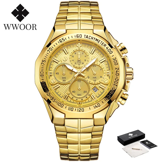 WWOOR Men’s Stainless Steel Quartz Chronograph Watch, Model 8868