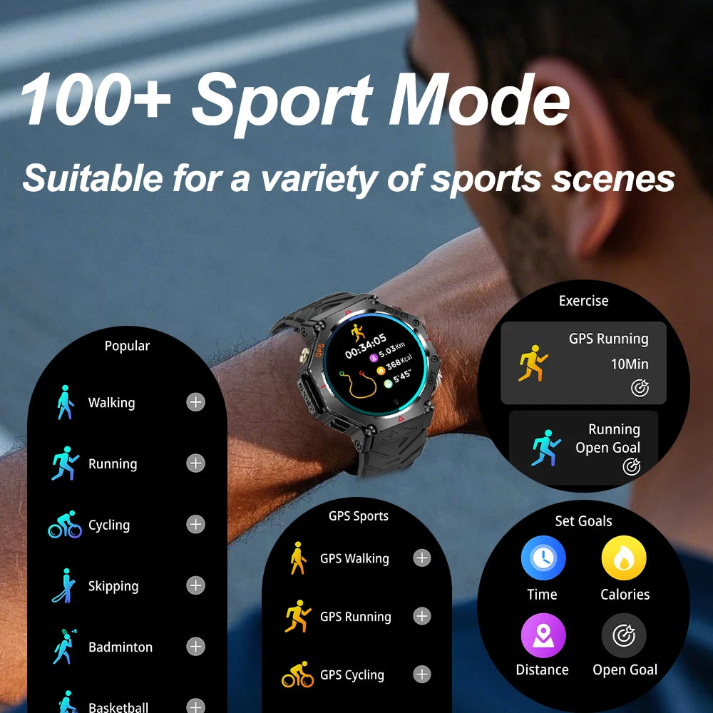 SENBONO KC91 GPS Outdoor Smartwatch - AI Voice, GPT