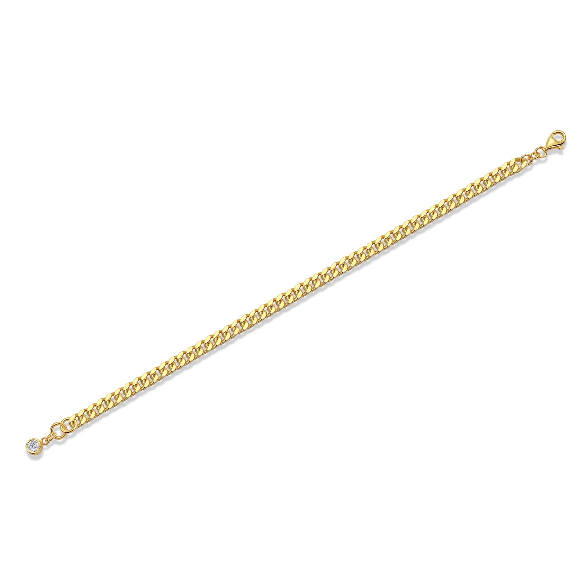 Moissanite Cuban Chain Bracelet - 18K Gold Plated S925 Silver