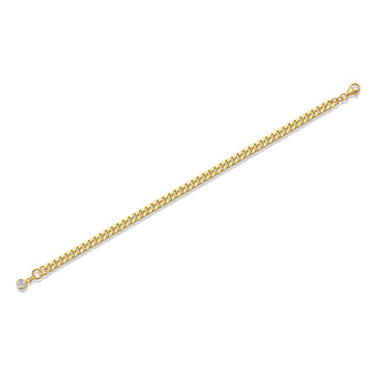 Moissanite Cuban Chain Bracelet - 18K Gold Plated S925 Silver