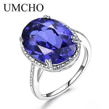 925 Sterling Silver Tanzanite Gemstone Engagement Ring