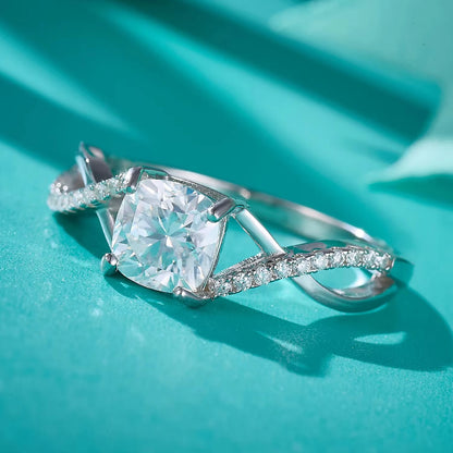 Moissanite Ring - 925 Sterling Silver Rhodium Plated