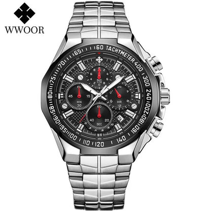 WWOOR Men’s Stainless Steel Quartz Chronograph Watch, Model 8868