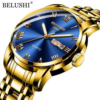 BELUSHI 556 Men's Sport Quartz Watch - Roman Numeral, Luminous, 3ATM, Stainless Steel Band