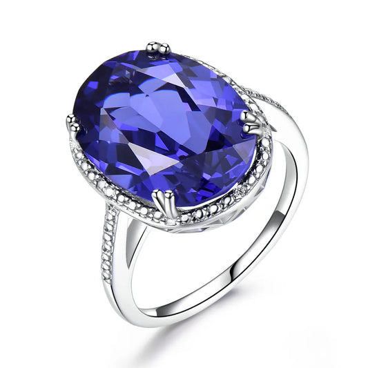 925 Sterling Silver Tanzanite Gemstone Engagement Ring