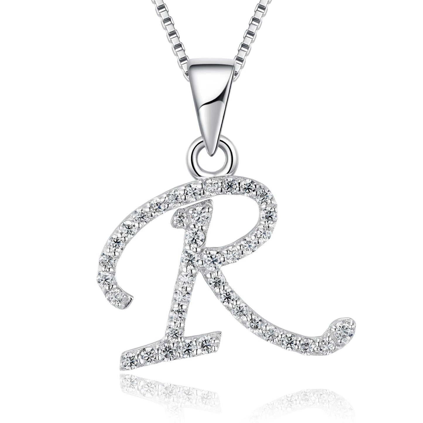 925 Sterling Silver Moissanite Initial Letter M Pendant Necklace