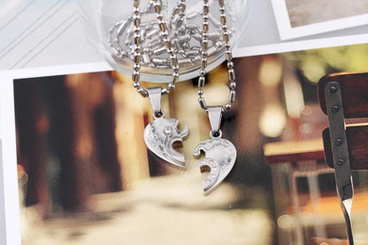 Couple Half Heart Necklace Set - 316L Stainless Steel