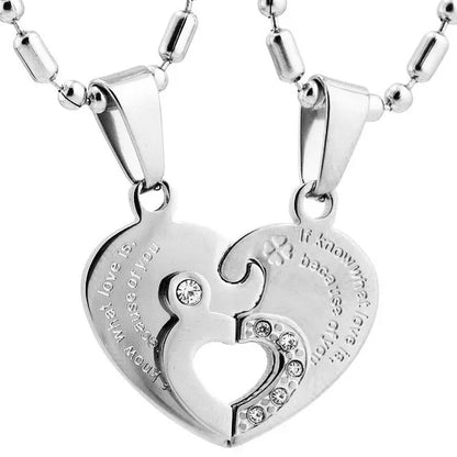 Couple Half Heart Necklace Set - 316L Stainless Steel