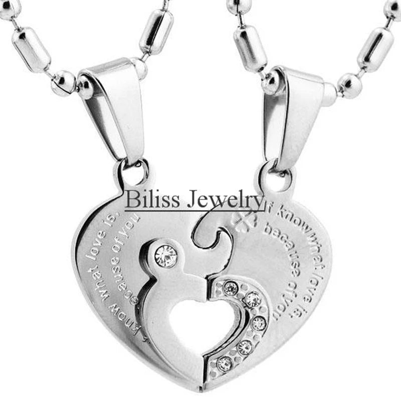 Couple Half Heart Necklace Set - 316L Stainless Steel