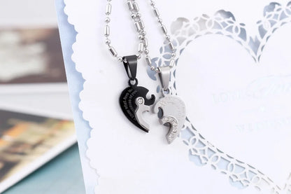 Couple Half Heart Necklace Set - 316L Stainless Steel