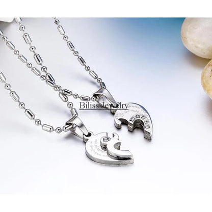 Couple Half Heart Necklace Set - 316L Stainless Steel