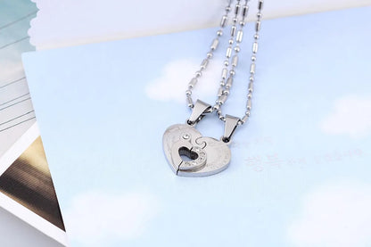 Couple Half Heart Necklace Set - 316L Stainless Steel