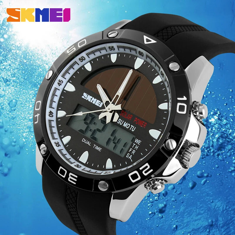 SKMEI SK1064 Solar Analog-Digital Sports Watch with Dual Time Zones
