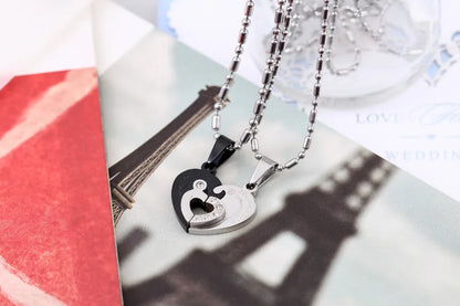 Couple Half Heart Necklace Set - 316L Stainless Steel
