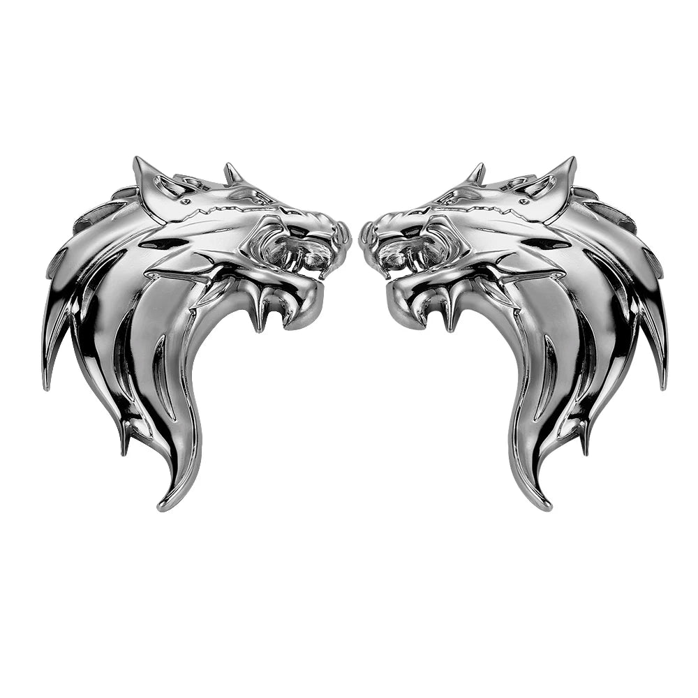 Wolf 3D Metal Car Emblem - 7.5x5cm Stainless Steel Badge Sticker