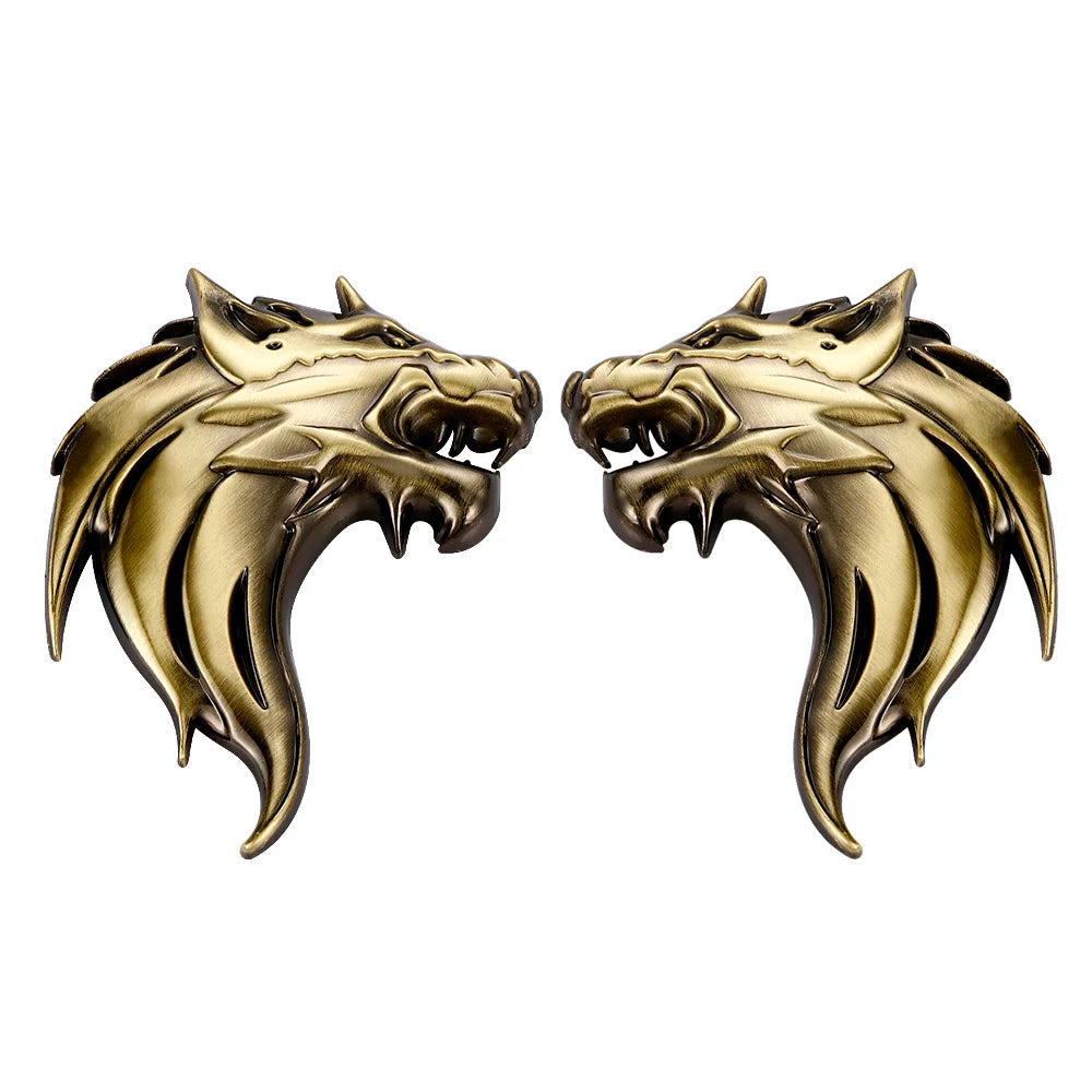 Wolf 3D Metal Car Emblem - 7.5x5cm Stainless Steel Badge Sticker